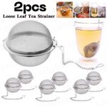 2 Pack Tea Ball Strainer – Stainless Steel Mesh Infuser for Loose Leaf Tea & Her
