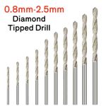 0.8mm-2.5mm Diamond Tipped Drill Twist Drills Bit For Glass Sea Shell Stone Tile