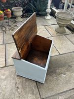 Old French storage box in a pale blue 