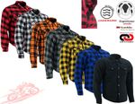 Mens Bikers Lumberjack CE Armour Motorbike Plaid Flannel Motorcycle Check Shirt