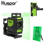 Huepar 3D Rotary laser level green Self-leveling with Pluse Modes+Laser Receiver