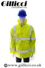 Contractor Safety Hi High Vis Visibility Yellow Orange Long Padded Coat Jacket 