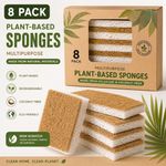🏘️ 8 PACK Eco Compostable Sponge Kitchen Dish Sponge Biodegradable Uk 🧽