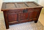 Blanket box Wooden Trunk Antique oak carved panel coffer chest