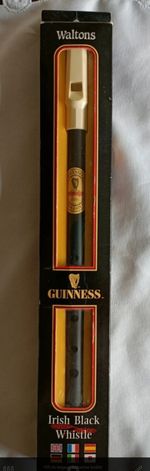 Guinness Irish Black Whistle made by Waltons Boxed with instructions,Key of D#E2