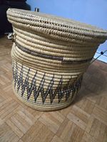 African Handstiched Storage Basket with Lid - 60cm Diameter