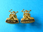 2, Guinness Hurling Pin Badges. VGC, Unused. Believe / Guinness. Enamel.