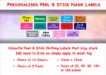 Personalised Stick on Clothing Name labels, Sticker Uniform Labels Care Home PS1