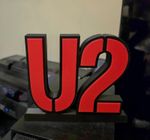 U2 Logo Display Sign Red & Black Freestanding Rock Music Desk Shelf Decor