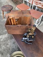 ANTIQUE E.LEITZ WETZLAR LONDON BRASS MICROSCOPE LENSES,BOX,COLLECTIBLE No 191430