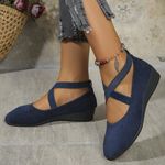 WOMENS SUEDE WEDDING SHOES BRIDESMAID PARTY WEDGE LOW HEEL SANDALS SIZE