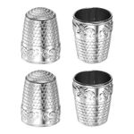4pcs Sewing Thimble Copper Sewing Thimble Finger Protector, Silver Tone