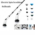 8 in 1 Electric Spin Scrubber Handheld Cleaning Brush Cordless Turbo Scrub Kit