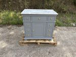 900mm Didim Vanity Unit with Carrara Marble Top - Dark Grey & Gold