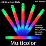 LED Glow Foam Sticks RGB Colour Light Up Cheer Tube Party Wedding Concert Bulk