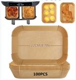 8.7in Rectangle Disposable Non-Stick Air Fryer Steamer Paper Liner Parchment