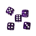 Translucent Purple 14 mm D6 Roll Playing Game Dices with White Dots