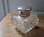 Silver Topped Glass Desk Inkwell