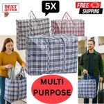 5 Extra Strong and Durable Laundry Bags Jumbo Shopping Moving Storage Reusable