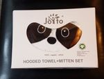 PANDA Design Baby / Infant White Hooded Bathing Towel plus Panda Mitten