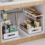 2 Tier Pull Out Under Sink Cupboard Basket Kitchen Organiser Drawer Storage Rack
