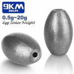 10~20Pcs Elliptical Sinkers Weight 0.5g~20g for Bass & Catfish & Deep Water Fish