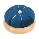 Wooden Base Pin Cushion Japanese Style Cute Needle Holder Pincushions Dark Blue