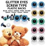 GLITTER SAFETY EYES -  Screw Type Plastic Backs - Teddy Bear Stuffed Soft Toy