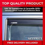FOR VW T6 TRANSPORTER 15> GENUINE CLIMAIR FRONT WIND DEFLECTORS DARK BLACK SPORT