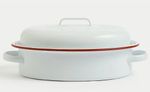 Brand New M&S Oval Enamel Roaster With Self Basting Lid 25cm, Two-Handle, UK