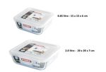 Pyrex 2 pcs Square Cook & Freeze Glass Dishes with Plastic Lids -Transparent