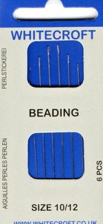 BEADING ACCESSORIES - 1 Pack of 6 Whitecroft Beading Needles  - sizes 10 & 12
