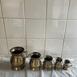 Vintage Brass Measuring Tankards - Retro Kitchen Cups - set Of Five