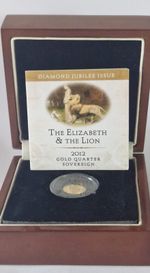 2012 Elizabeth & Lion Gold Quarter Sovereign 22ct Proof Box COA Mintage 2000