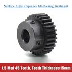 1.5 Mod 45 Teeth Spur Gears Transmission Gear With Step 45# Steel Blackening