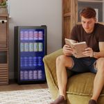 93L Drinks Fridge, 115 Can Beer Fridge with Glass Door and Adjustable Shelves