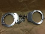 SILVER SOLID STEEL POLICE HANDCUFFS DOUBLE LOCKING, CHAIN Professional Quality