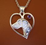 Large Sterling Silver German Shorthaired Pointer Head Study On A Heart Frame 