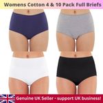 Just Essentials Womens Ladies High Waist Full Briefs Multipack of 4 Cotton Plain