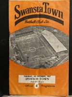 Swansea Town Vs Ipswich Town, 3rd October 1961, LEAGUE CUP ROUND 2, VERY RARE 