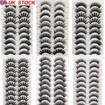 UK 10 Pair 3D Mink False Eyelashes Wispy Cross Long Thick Soft Fake Eye Lashes