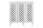 Shoe Cabinet White 3 Door Tall Modern Storage Unit Cupboard