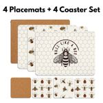 Placemats and Coasters Set | Heat-Resistant, Waterproof, Non-Slip Cork Table Mat