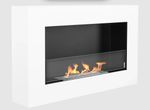 Hanging bio fireplace with glass 650x400 Box white structural matt