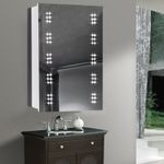 Illuminated LED Bathroom Cabinet Mirror with Shaver Socket Motion Sensor Clock