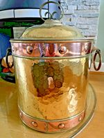 Antique Brass and Copper Arts and Crafts Log Bin/Planter