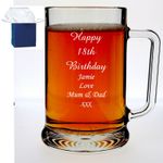 Personalised Engraved Pint Beer Glass Tankard 18th 21st 30th Birthday Gift 