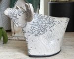 A. Potter Studio Pottery Raku Art Pottery Moose Figure Sculpture 9.5" Length