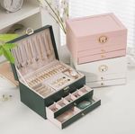 Large Jewelry Storage Box Multi 3 Layer Organizer For Jewellery Leather Storage