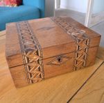 Antique Victorian Tunbridge Ware Marquetry Veneer Writing Box Desk Slope